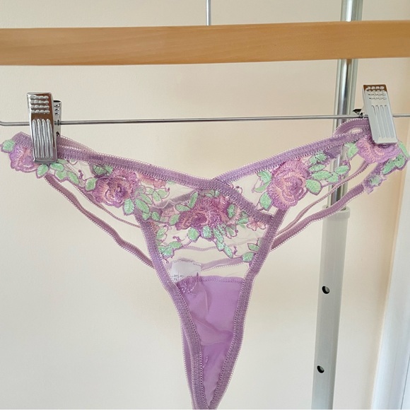 Purple & Green Lace Lingerie Garter Set - Picture 9 of 9